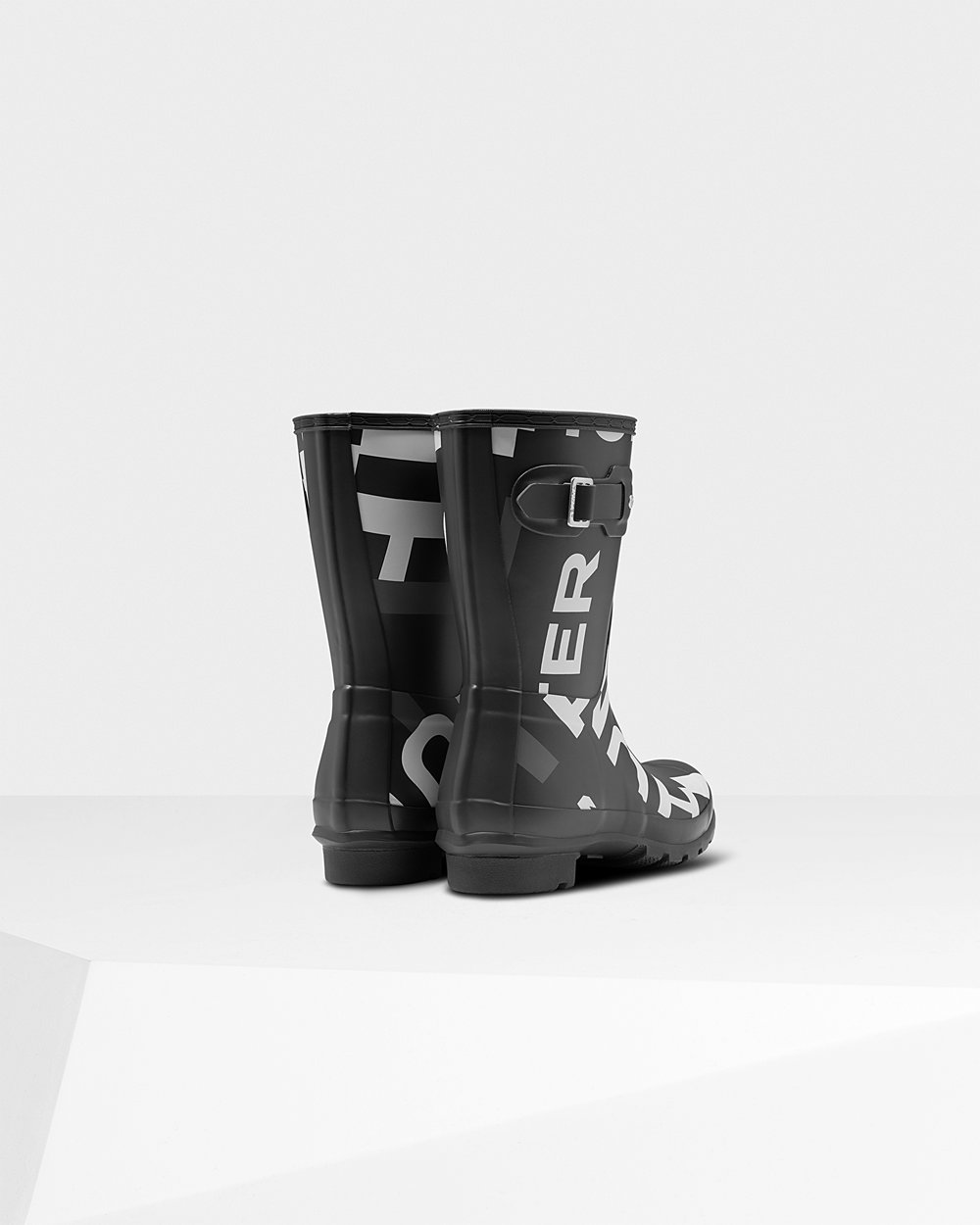 Galochas Curtas Hunter Feminina Pretas - Original Exploded Logo - 39IDMXONC